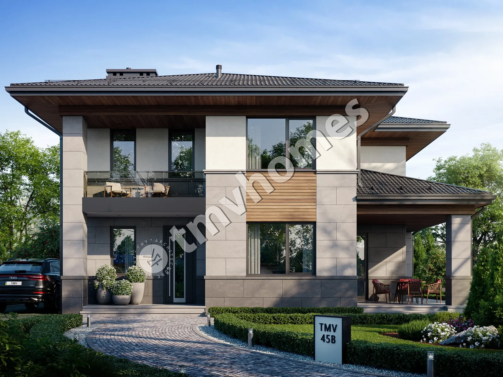 Proiect de casa cu etaj 173 m²: 3 Dormitoare, Birou, 3 Bai, fara Garaj