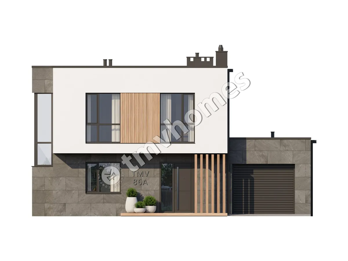 Proiect de casa cu etaj 175 m²: 3 Dormitoare, 3 Bai, Garaj