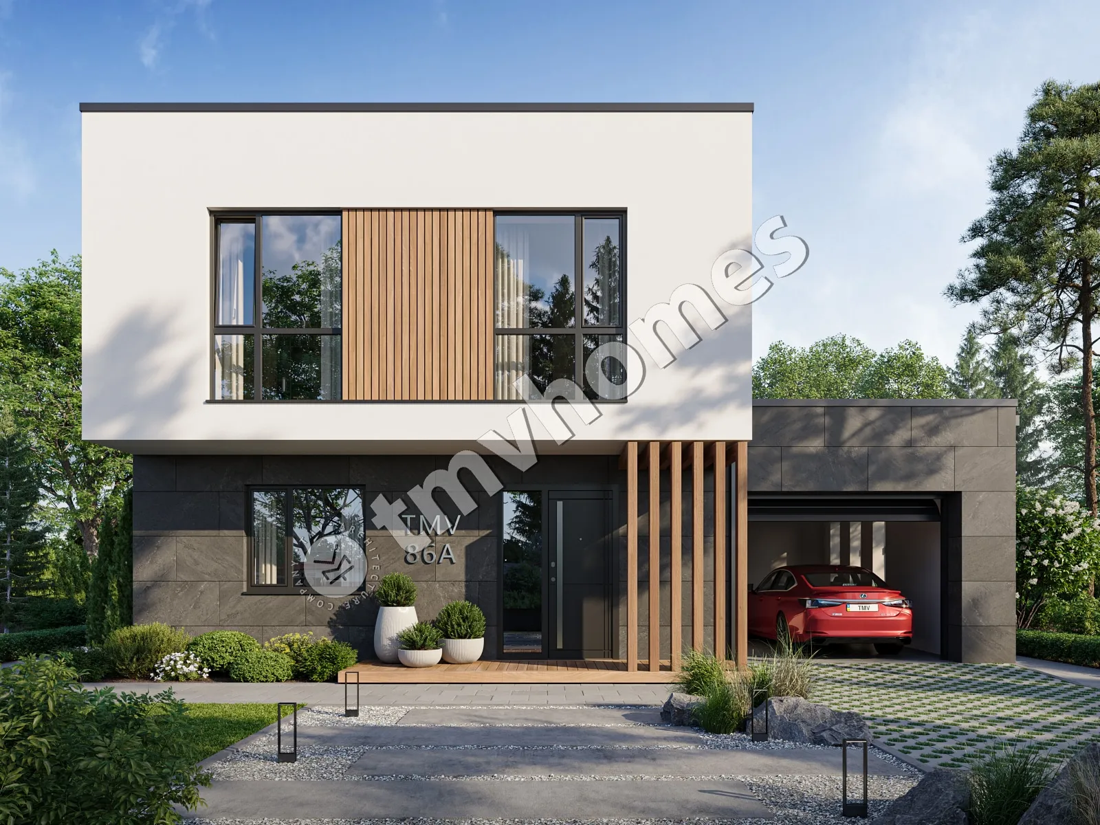 Proiect de casa cu etaj 175 m²: 3 Dormitoare, 3 Bai, Garaj