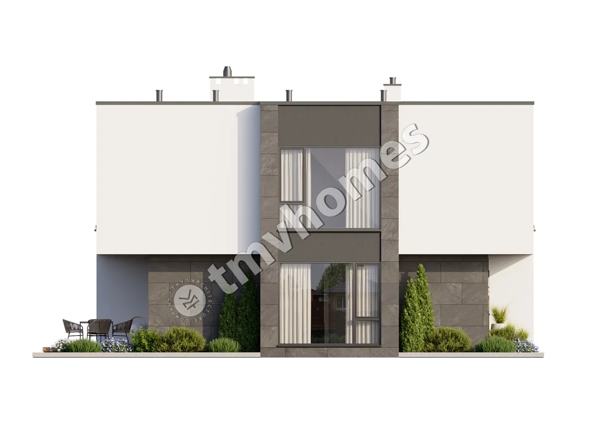 Proiect de casa cu etaj 197 m²: 3 Dormitoare, 3 Bai, Bucatarie deschisa, fara Garaj