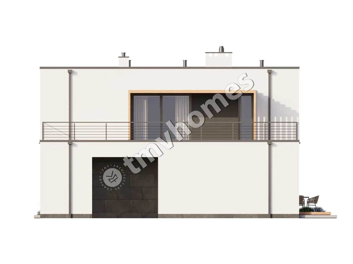 Proiect de casa cu etaj 197 m²: 3 Dormitoare, 3 Bai, Bucatarie deschisa, fara Garaj