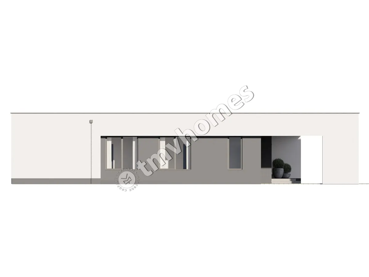 Proiect de casa parter 155 m²: 3 Dormitoare, 2 Bai, Bucatarie deschisa, fara Garaj