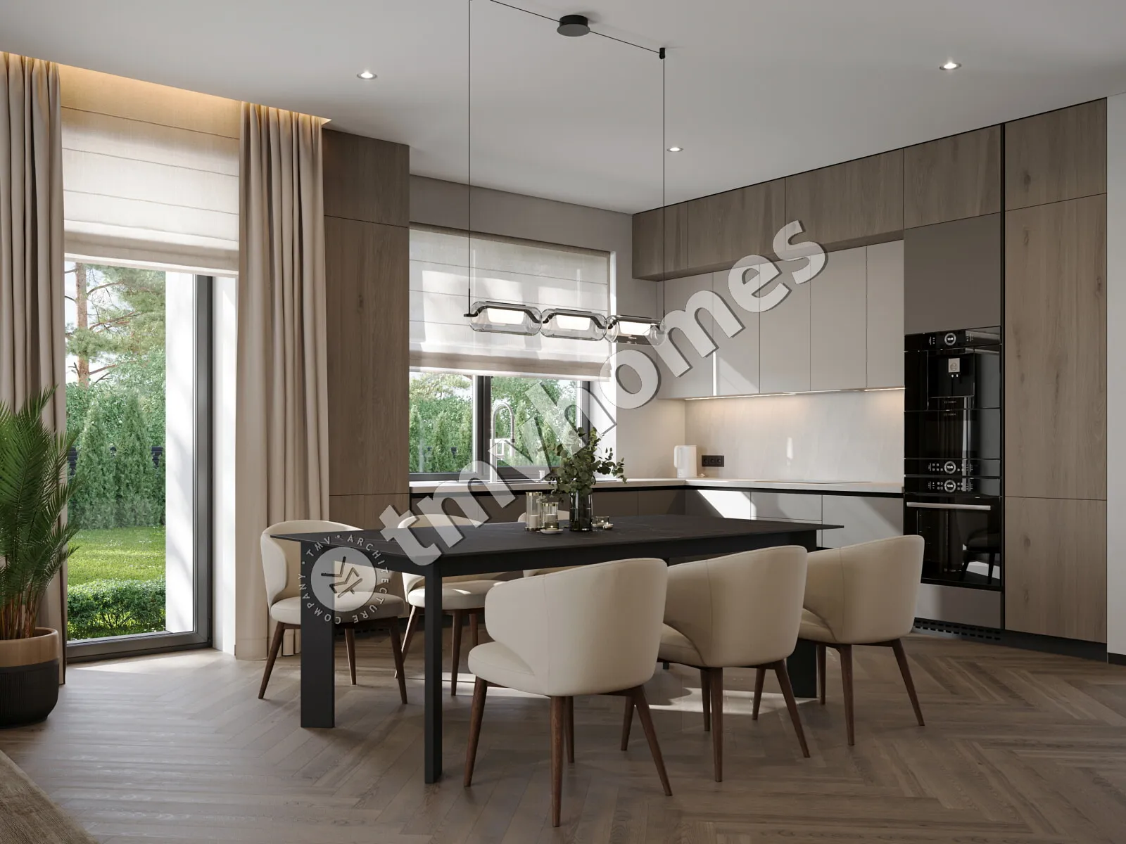 Proiect de casa parter 155 m²: 3 Dormitoare, 2 Bai, Bucatarie deschisa, fara Garaj