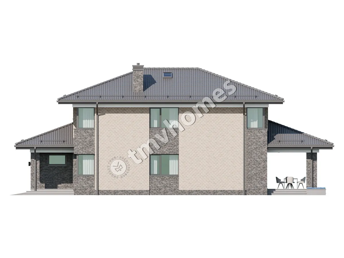 Proiect de casa cu etaj 237 m²: 3 Dormitoare, Birou, 2 Bai, Bucatarie deschisa, Garaj