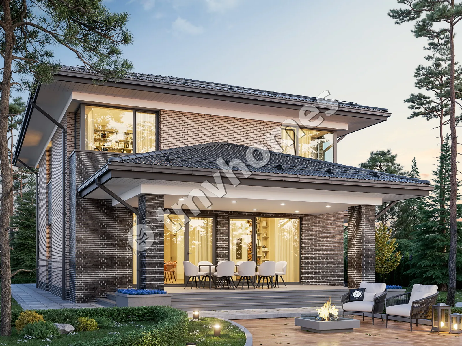 Proiect de casa cu etaj 237 m²: 3 Dormitoare, Birou, 2 Bai, Bucatarie deschisa, Garaj