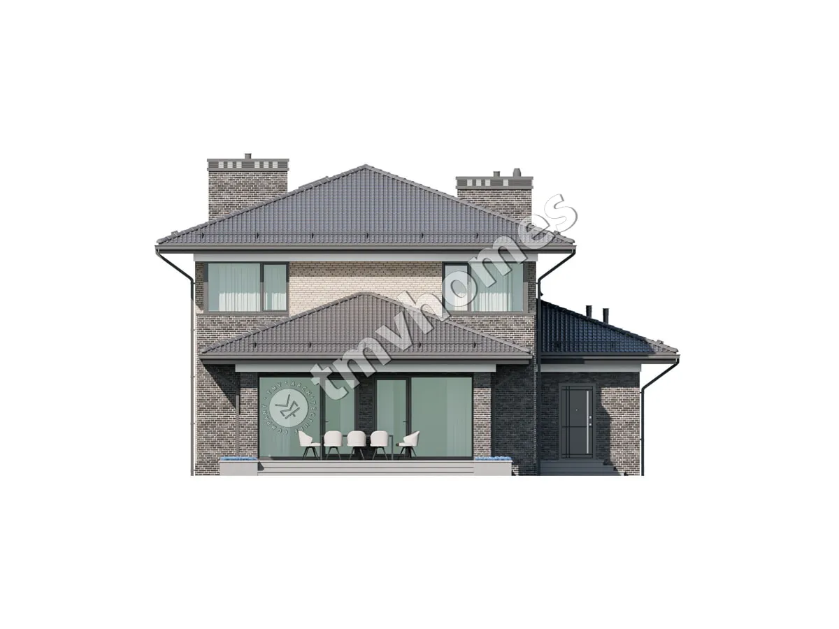 Proiect de casa cu etaj 237 m²: 3 Dormitoare, Birou, 2 Bai, Bucatarie deschisa, Garaj