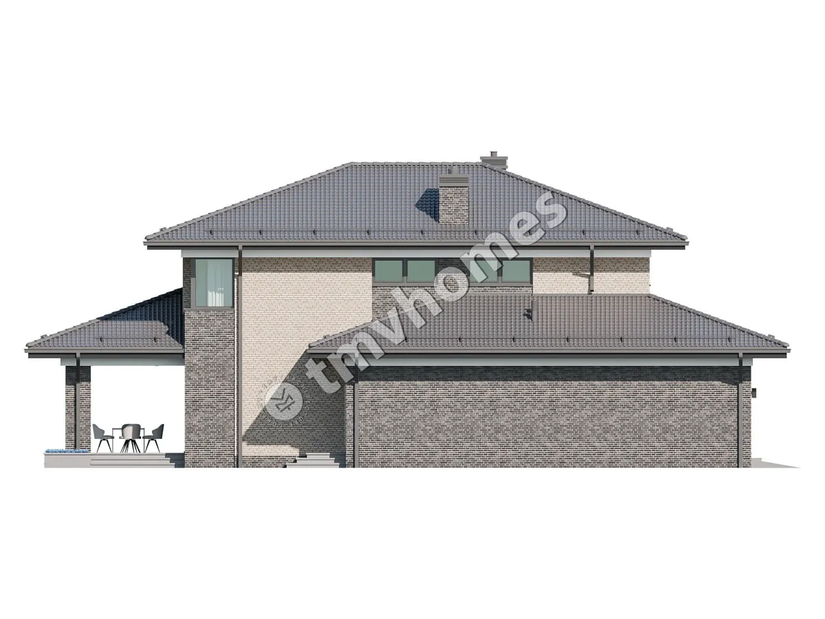 Proiect de casa cu etaj 237 m²: 3 Dormitoare, Birou, 2 Bai, Bucatarie deschisa, Garaj