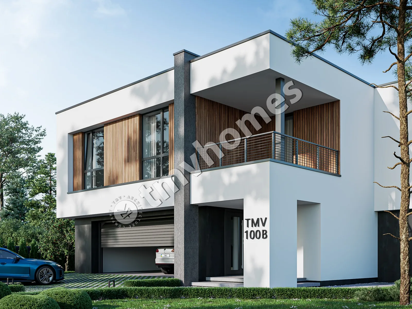 Proiect de casa cu etaj 337 m²: 4 Dormitoare, Birou, 3 Bai, Bucatarie deschisa, Garaj