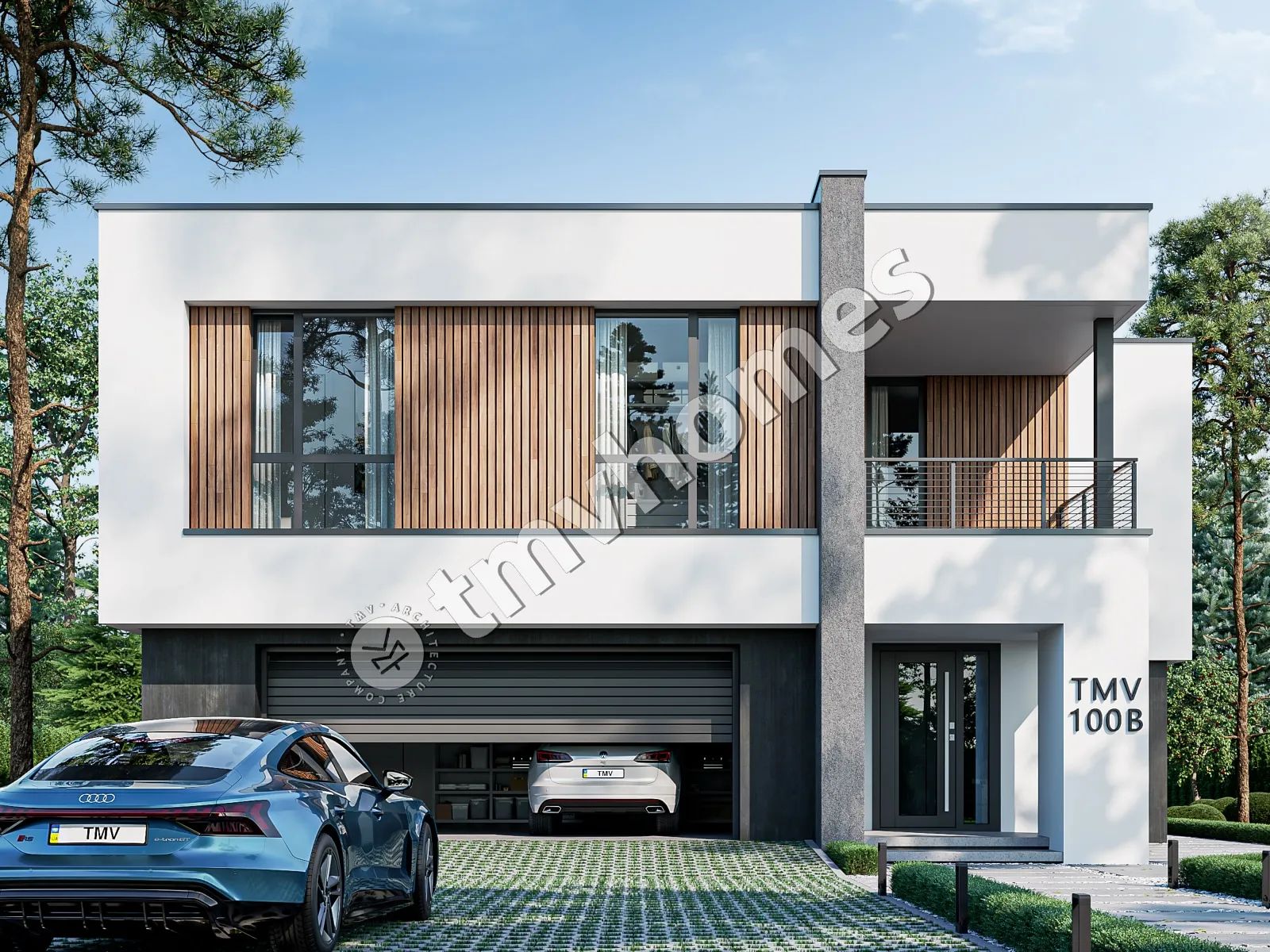 Proiect de casa cu etaj 337 m²: 4 Dormitoare, Birou, 3 Bai, Bucatarie deschisa, Garaj