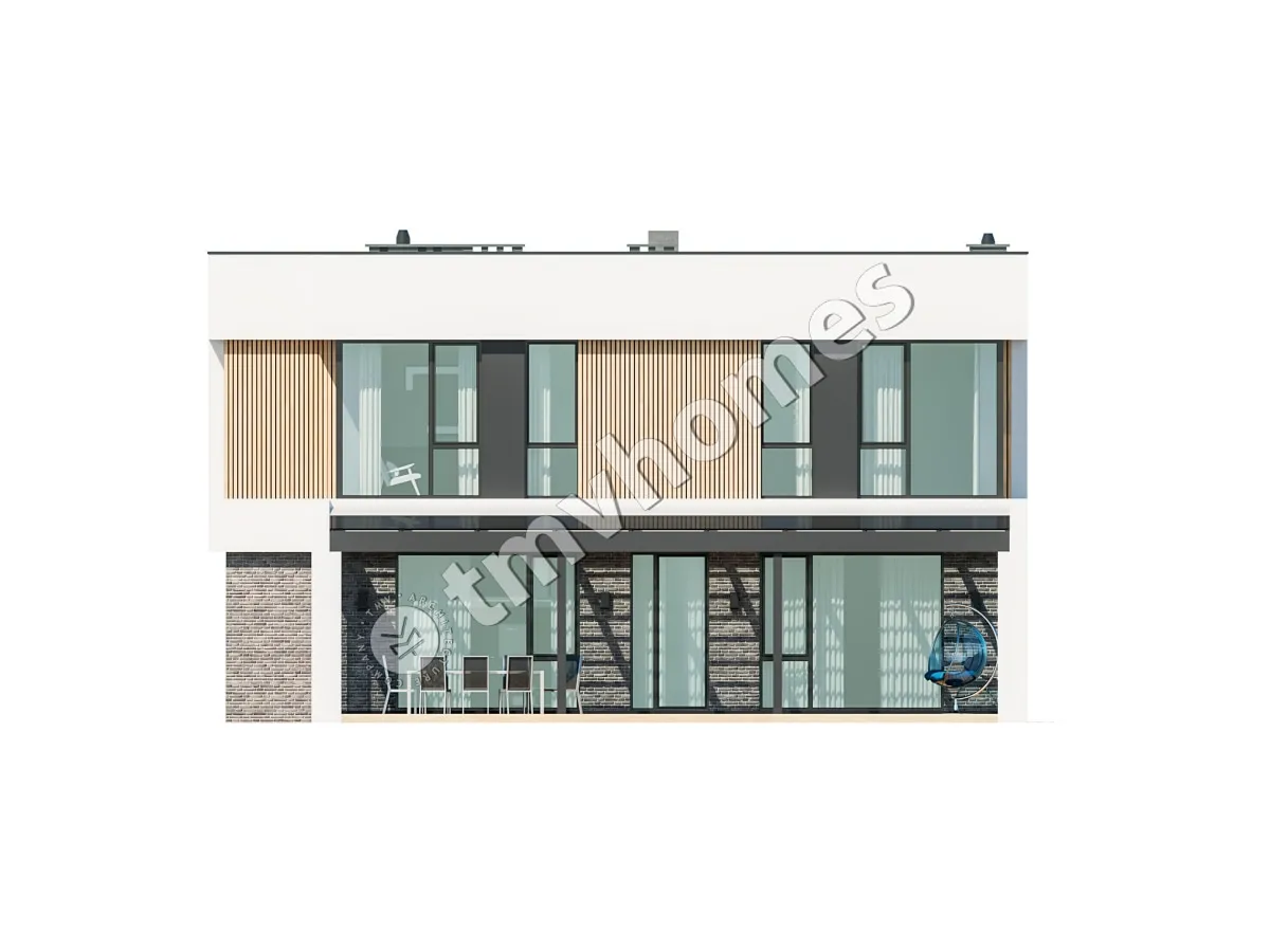 Proiect de casa cu etaj 252 m²: 3 Dormitoare, Birou, 3 Bai, Bucatarie deschisa, fara Garaj