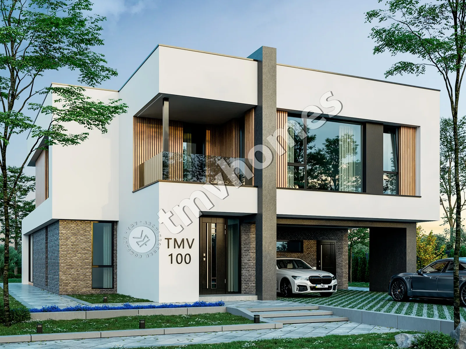 Proiect de casa cu etaj 252 m²: 3 Dormitoare, Birou, 3 Bai, Bucatarie deschisa, fara Garaj