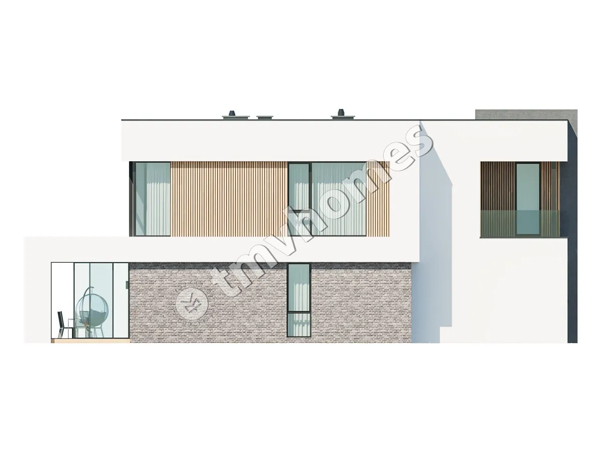 Proiect de casa cu etaj 252 m²: 3 Dormitoare, Birou, 3 Bai, Bucatarie deschisa, fara Garaj