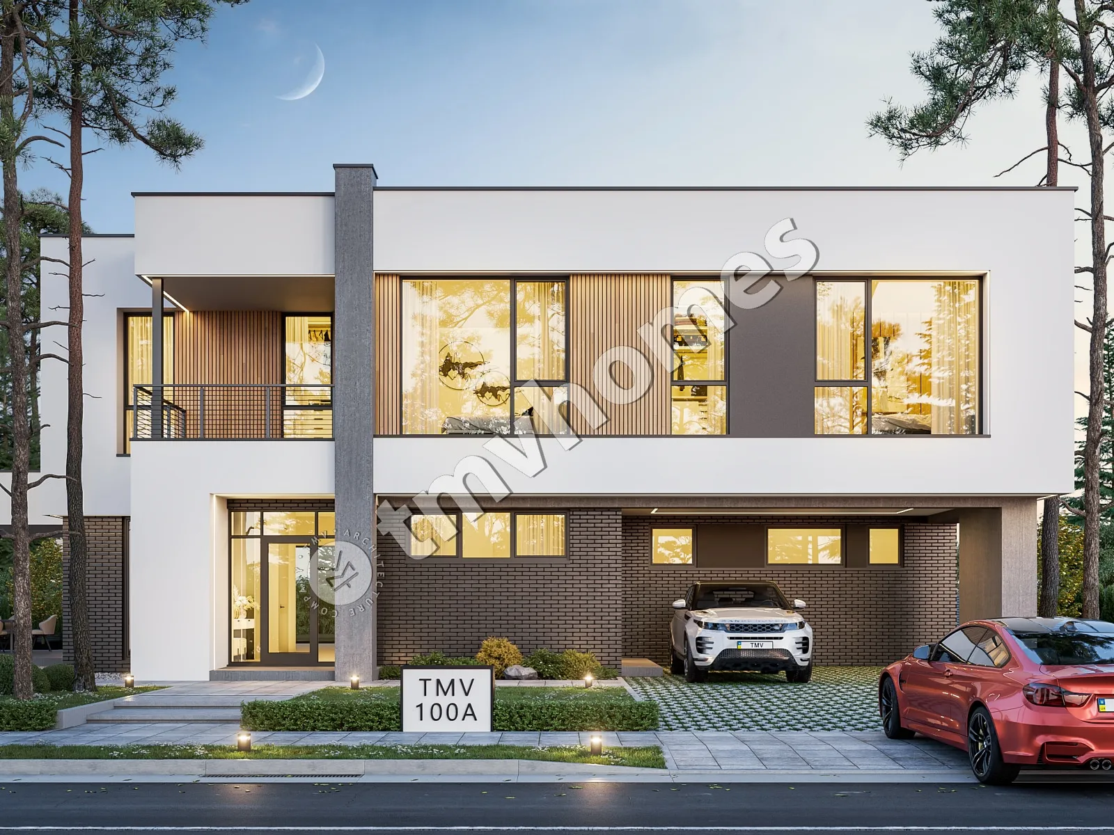 Proiect de casa cu etaj 363 m²: 5 Dormitoare, 4 Bai, Bucatarie deschisa, fara Garaj