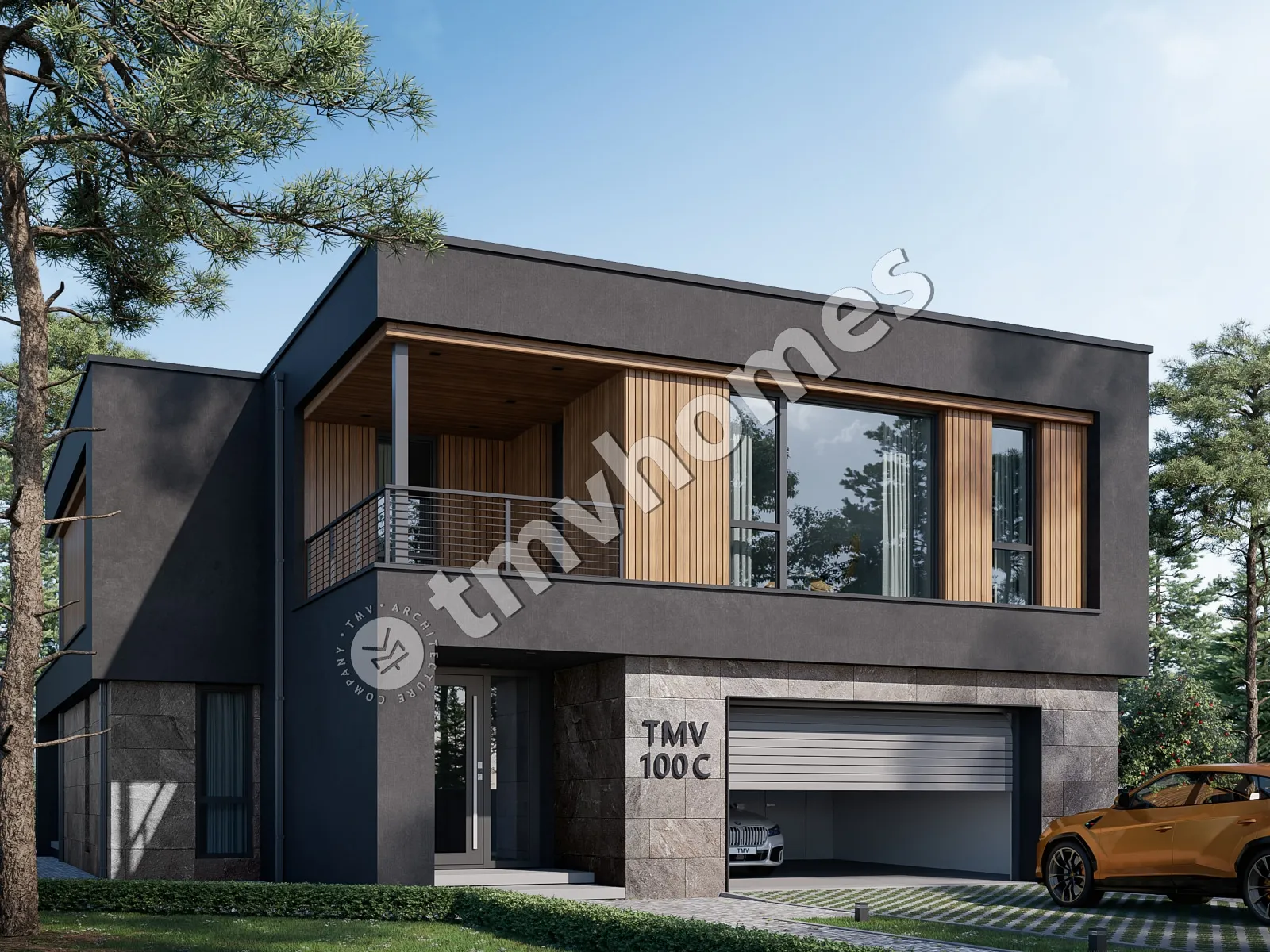 Proiect de casa cu etaj 331 m²: 3 Dormitoare, Birou, 3 Bai, Bucatarie deschisa, Garaj