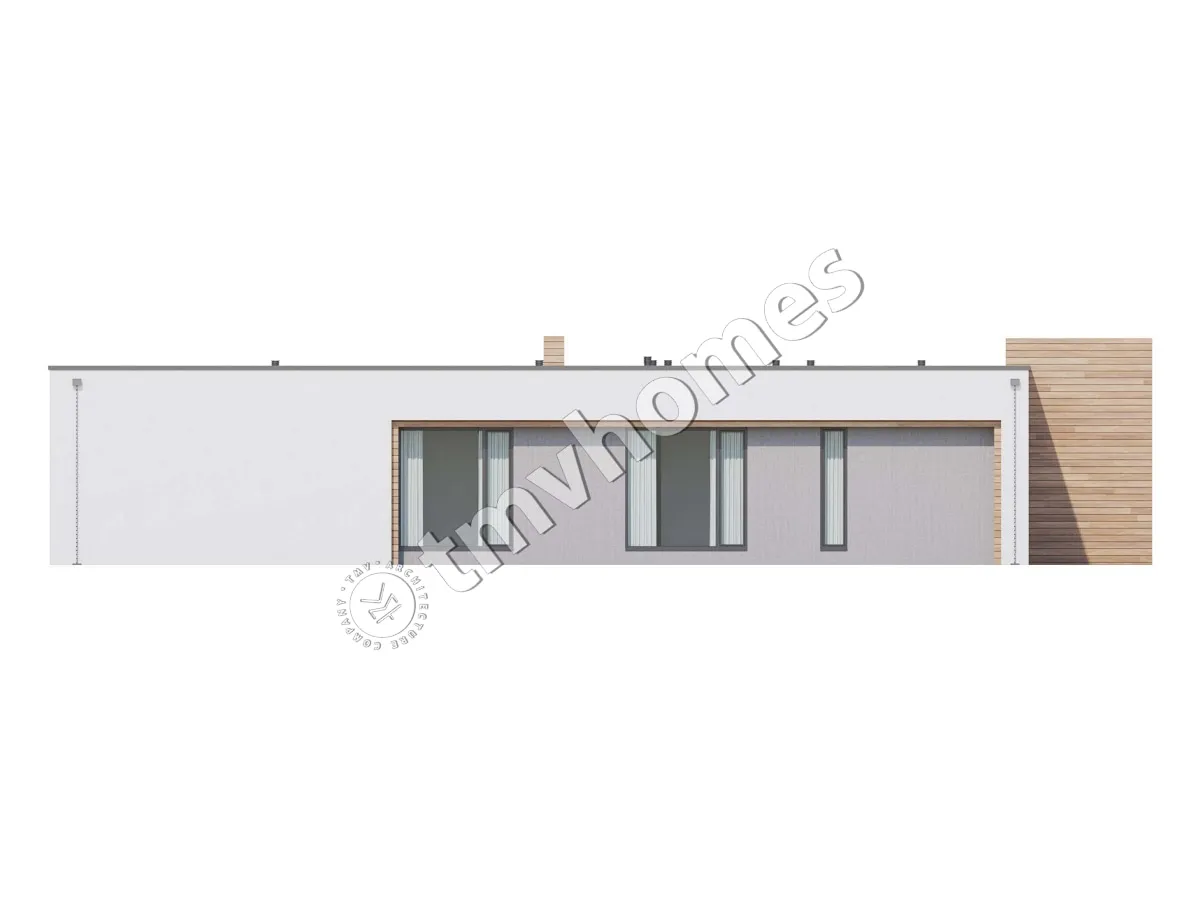 Proiect de casa parter 243 m²: 4 Dormitoare, 5 Bai, Bucatarie deschisa, fara Garaj