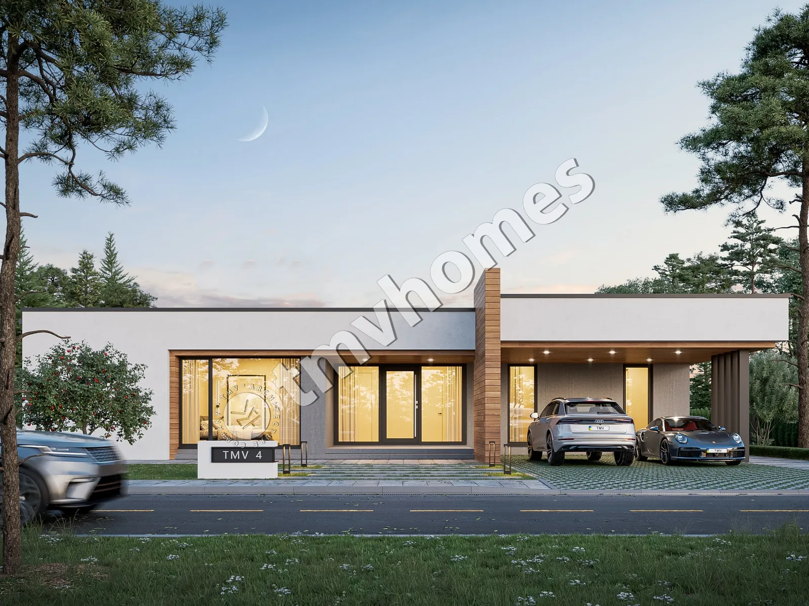 Proiect de casa parter 243 m²: 4 Dormitoare, 5 Bai, Bucatarie deschisa, fara Garaj