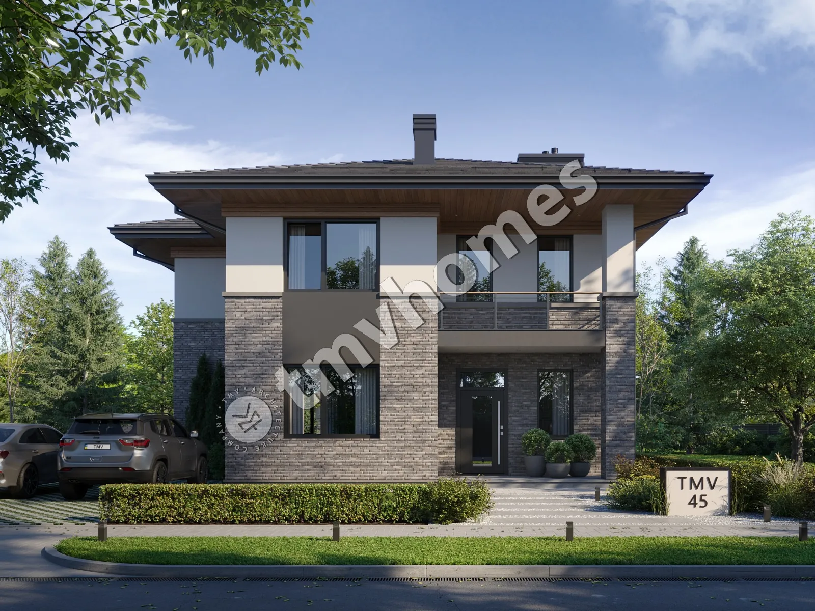 Proiect de casa cu etaj 175 m²: 3 Dormitoare, Birou, 3 Bai, Bucatarie deschisa, fara Garaj