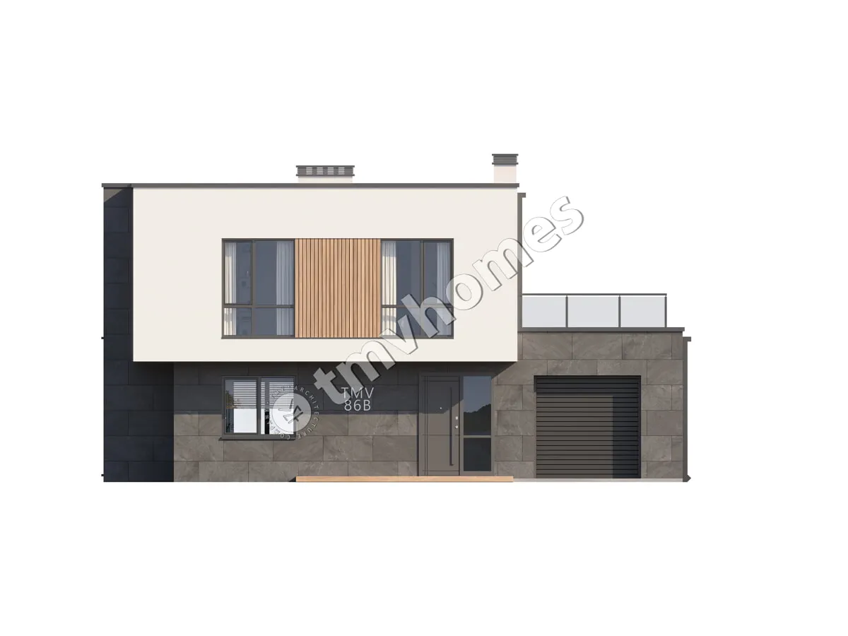 Proiect de casa cu etaj 206 m²: 3 Dormitoare, 3 Bai, Bucatarie deschisa, Garaj