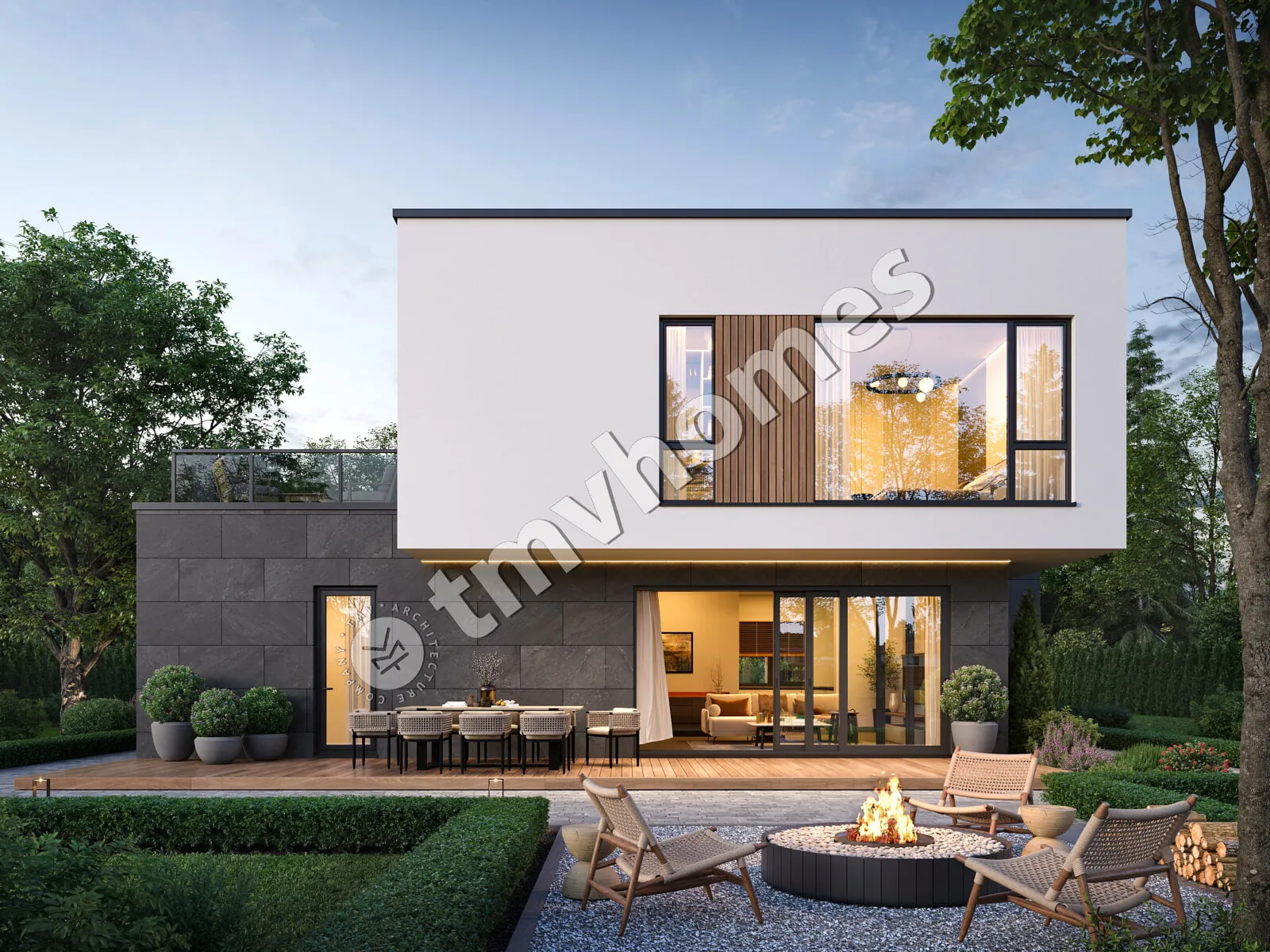 Proiect de casa cu etaj 206 m²: 3 Dormitoare, 3 Bai, Bucatarie deschisa, Garaj