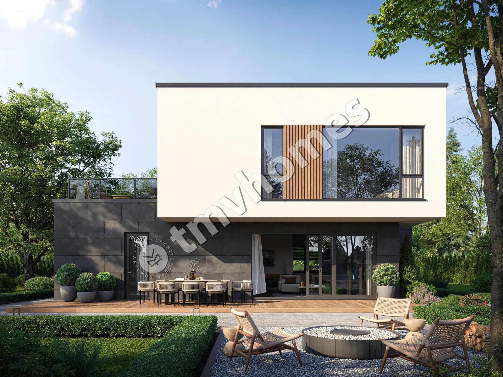Proiect de casa cu etaj 206 m²: 3 Dormitoare, 3 Bai, Bucatarie deschisa, Garaj