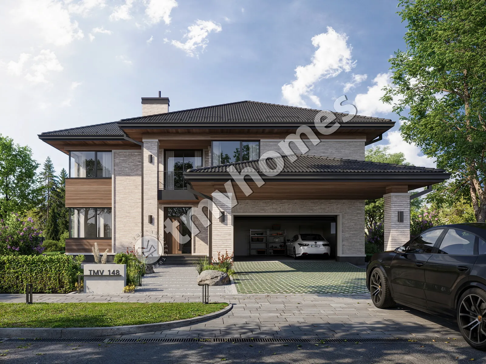 Proiect de casa cu etaj 353 m²: 4 Dormitoare, Birou, 3 Bai, fara Garaj