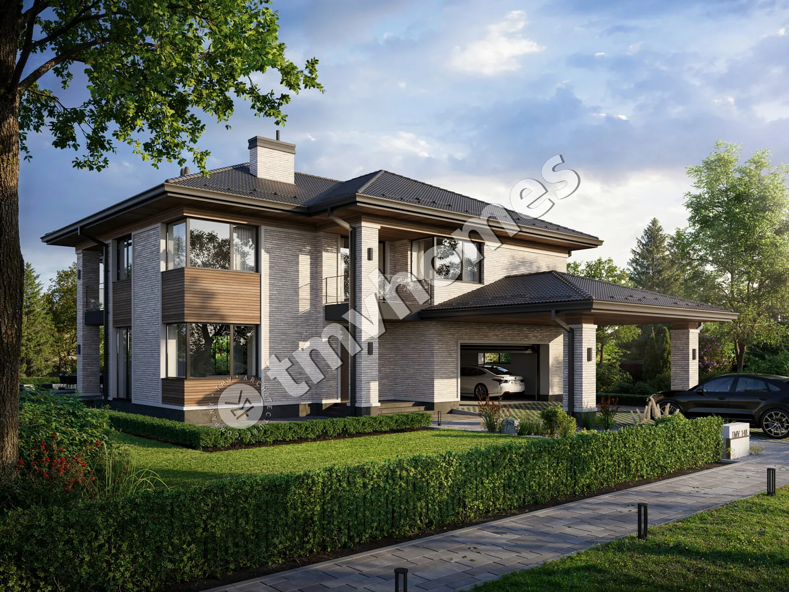 Proiect de casa cu etaj 353 m²: 4 Dormitoare, Birou, 3 Bai, fara Garaj