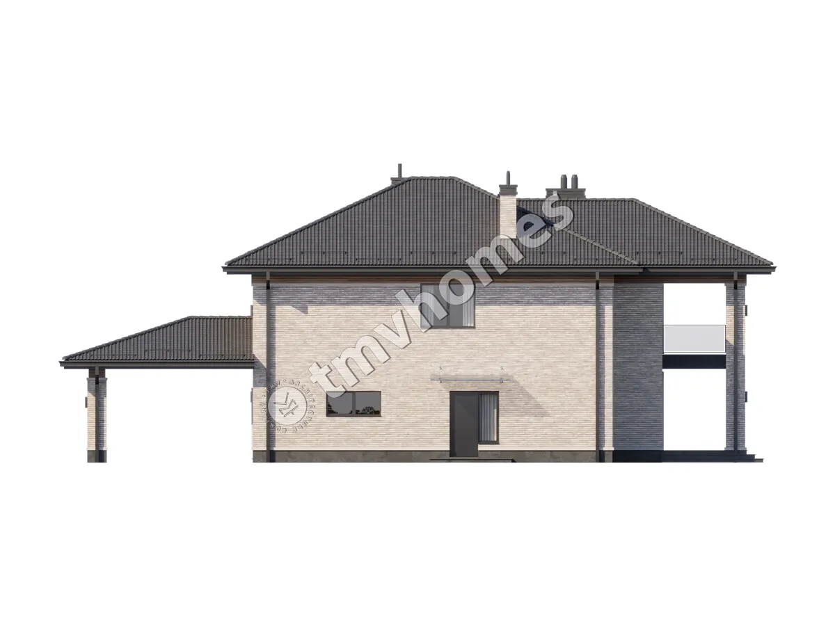 Proiect de casa cu etaj 353 m²: 4 Dormitoare, Birou, 3 Bai, fara Garaj