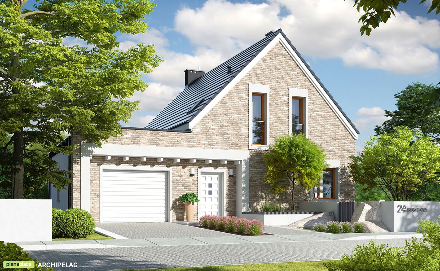 1500 Sq Ft 1.5-Story House Plan with Fireplace in Family Room