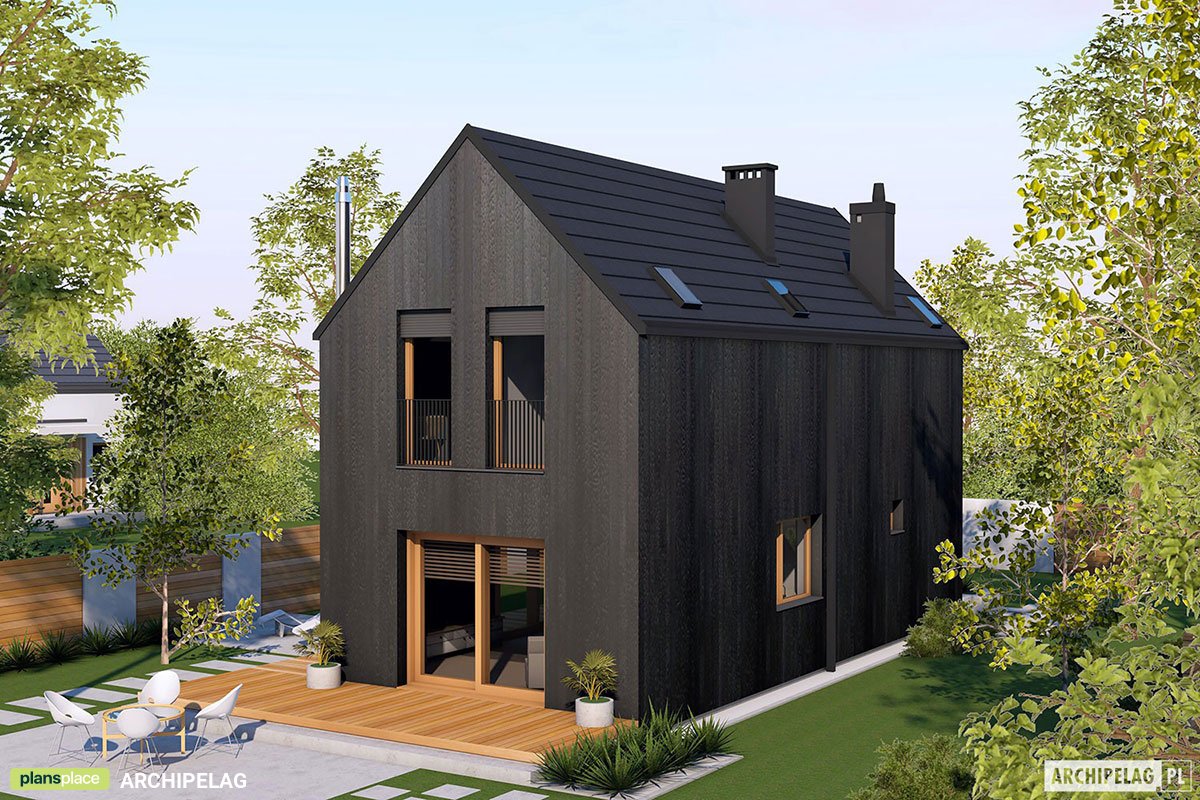 Modern 2-Story Narrow Lot House Plan with Black Elevations