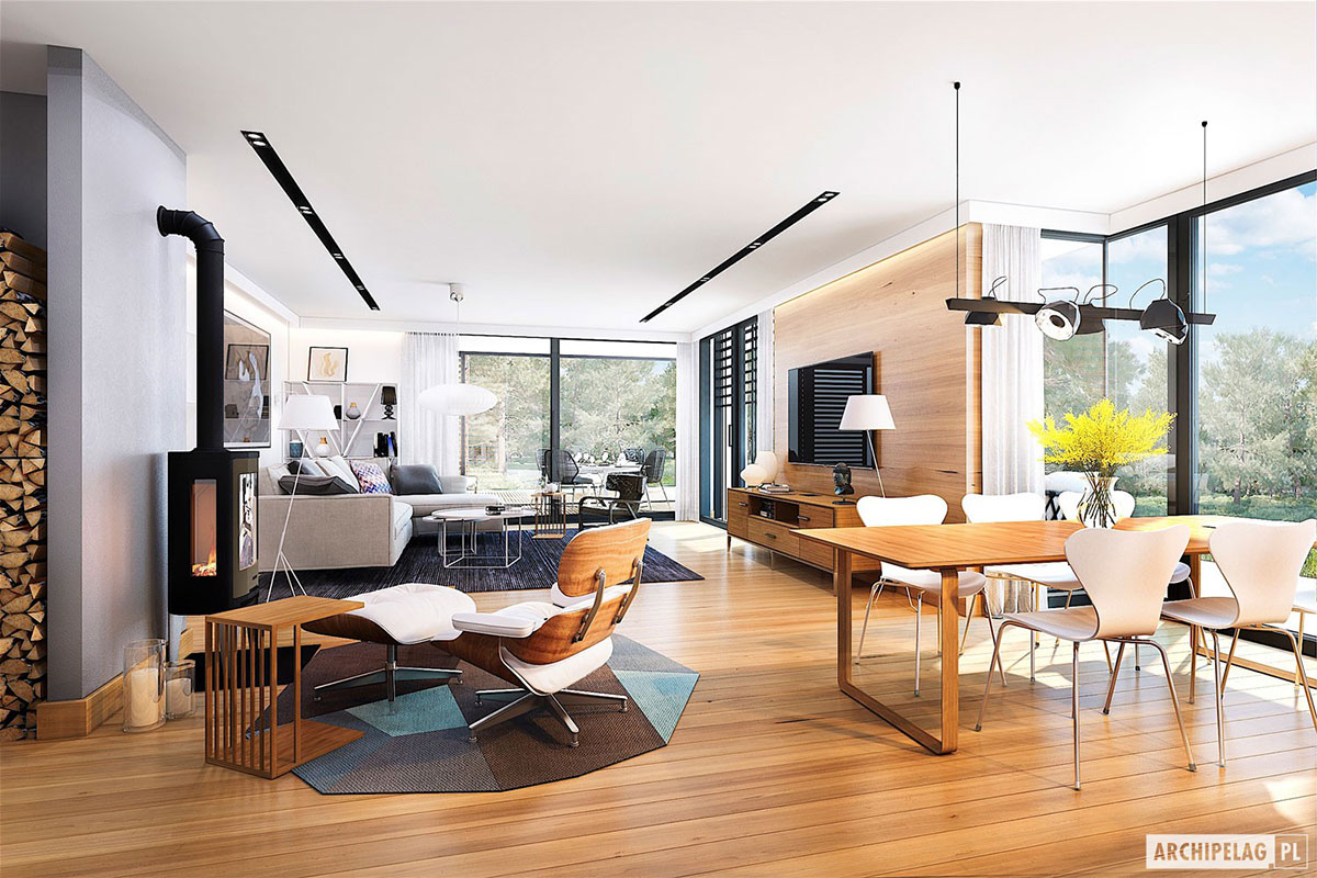 3-Bed, 1700 Sq Ft European Flat Roof House with Open Floor Plan