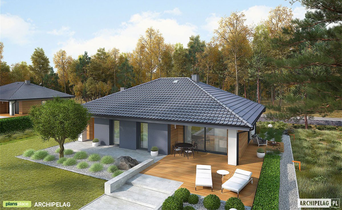 1-Story European House Plan with 3 Bedrooms and 1.5 Baths 