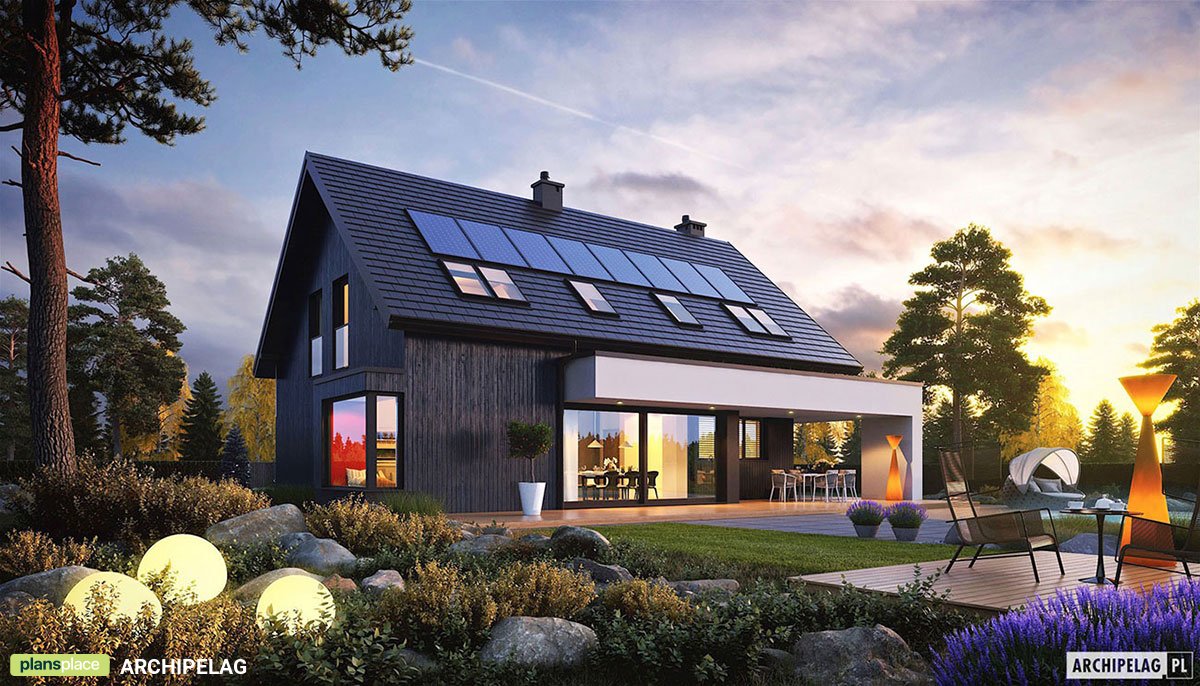 Single Floor Plan with Fireplace in Center of House and Garage