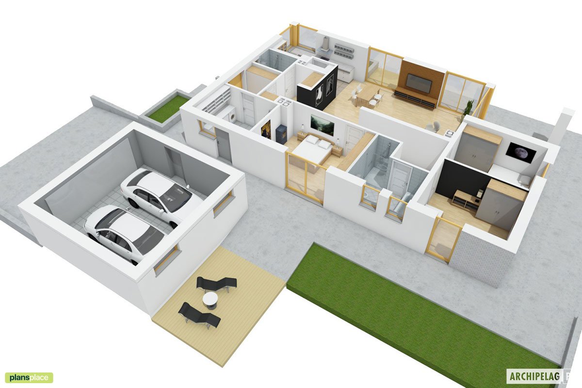House Plan with Detached Garage and Fireplace in Master Bedroom