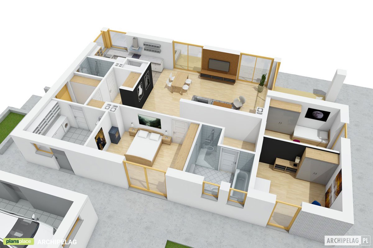 House Plan with Detached Garage and Fireplace in Master Bedroom