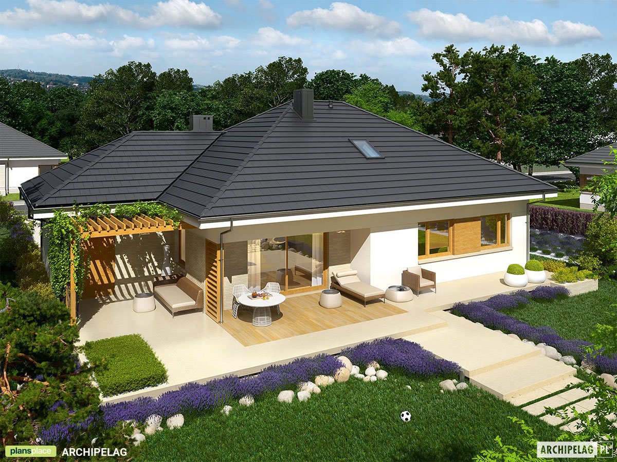 1300 Sq Ft European Home Plan with Fireplace and 1-Car Garage