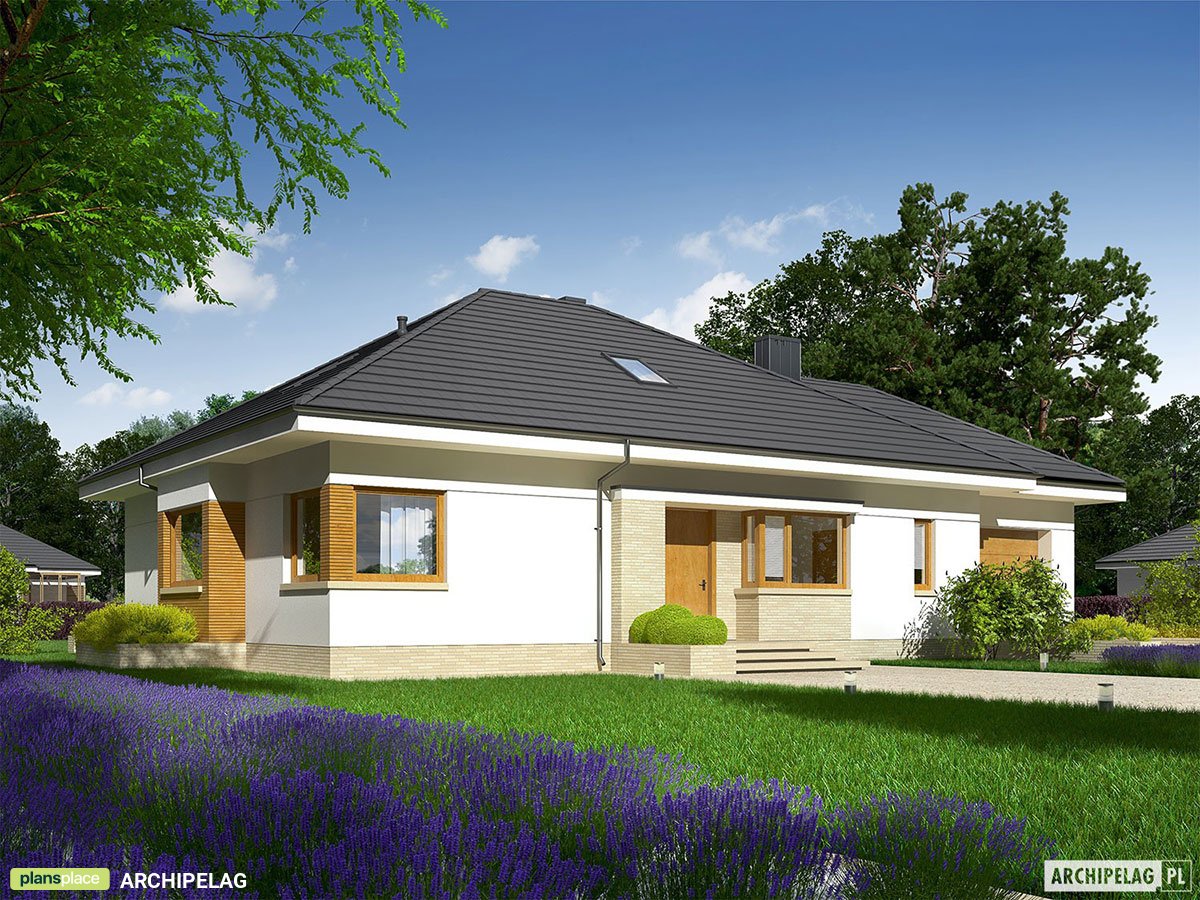 1300 Sq Ft European Home Plan with Fireplace and 1-Car Garage