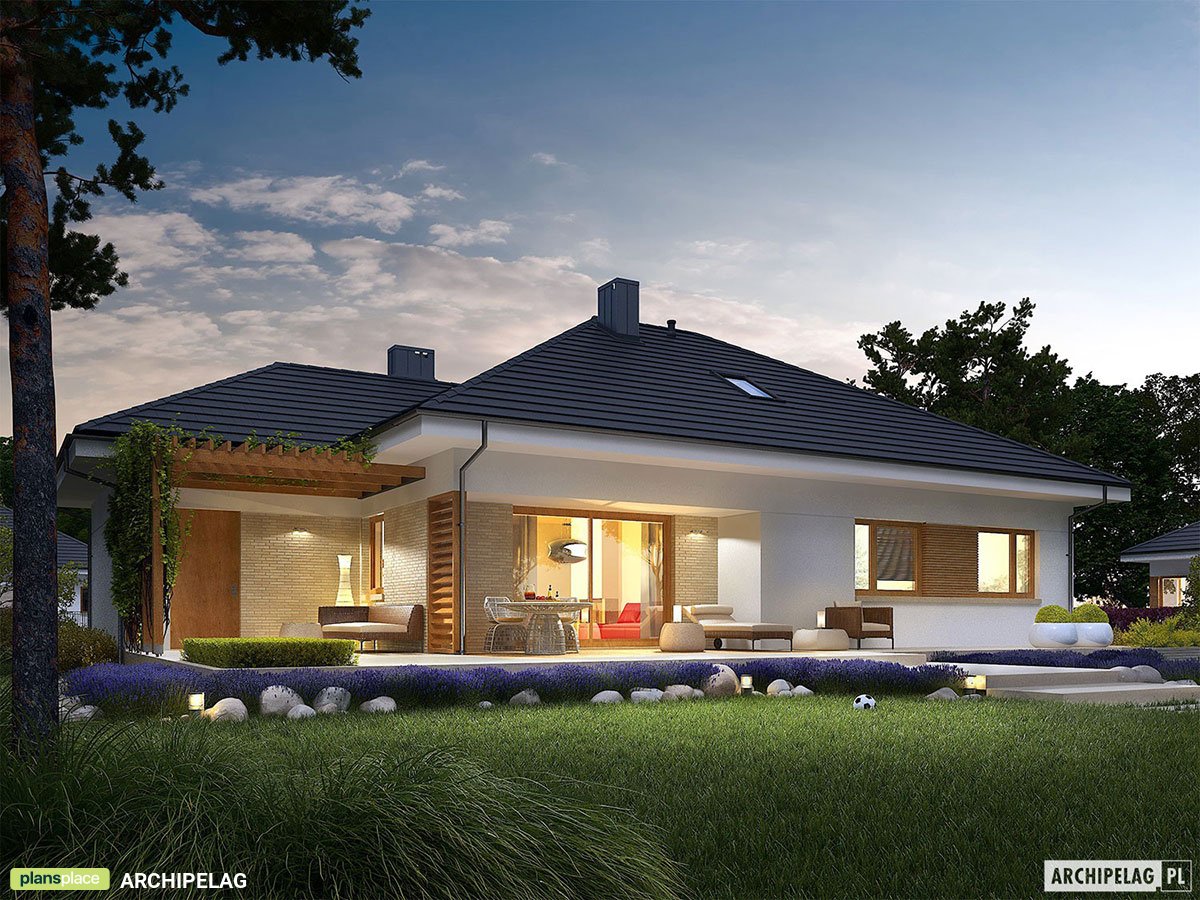 1300 Sq Ft European Home Plan with Fireplace and 1-Car Garage