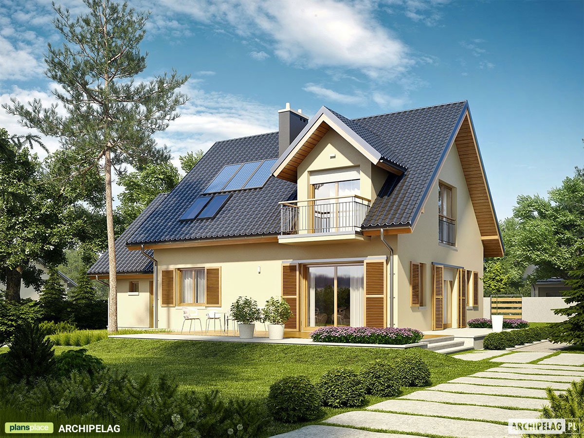 Two Story House Plan with 1-Car Garage and Home Office