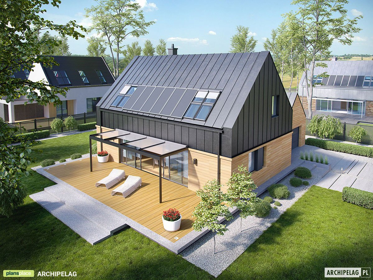 Barn Home Plan with Gable Roof and 3 Bedrooms and Garage