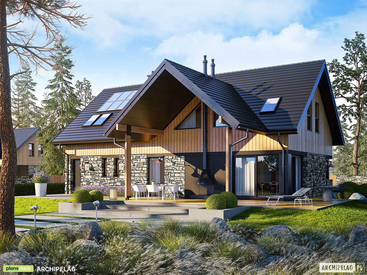 Mountain House Plan wirh Outdoor Living Space and Rear Porch