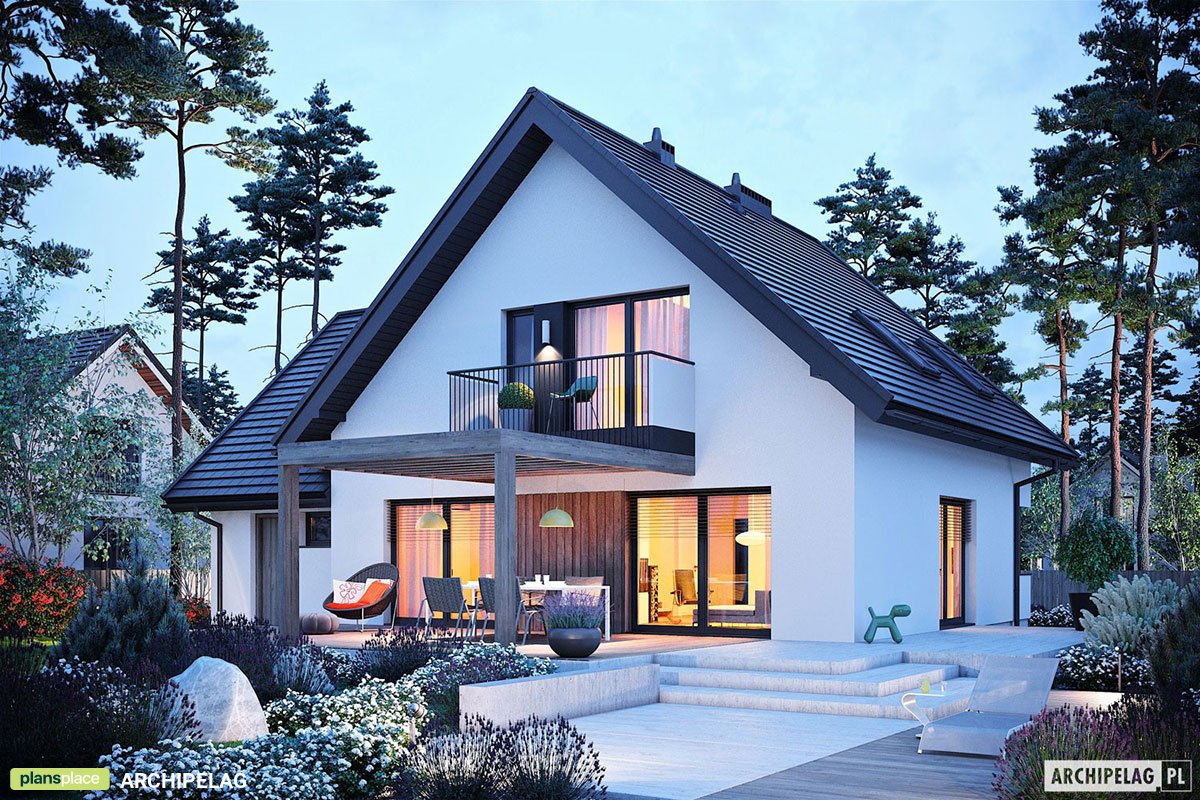 Proiect de casa parter cu mansardă 165 m²: 3 Dormitoare, Birou, 2 Bai, Bucatarie deschisa, Garaj
