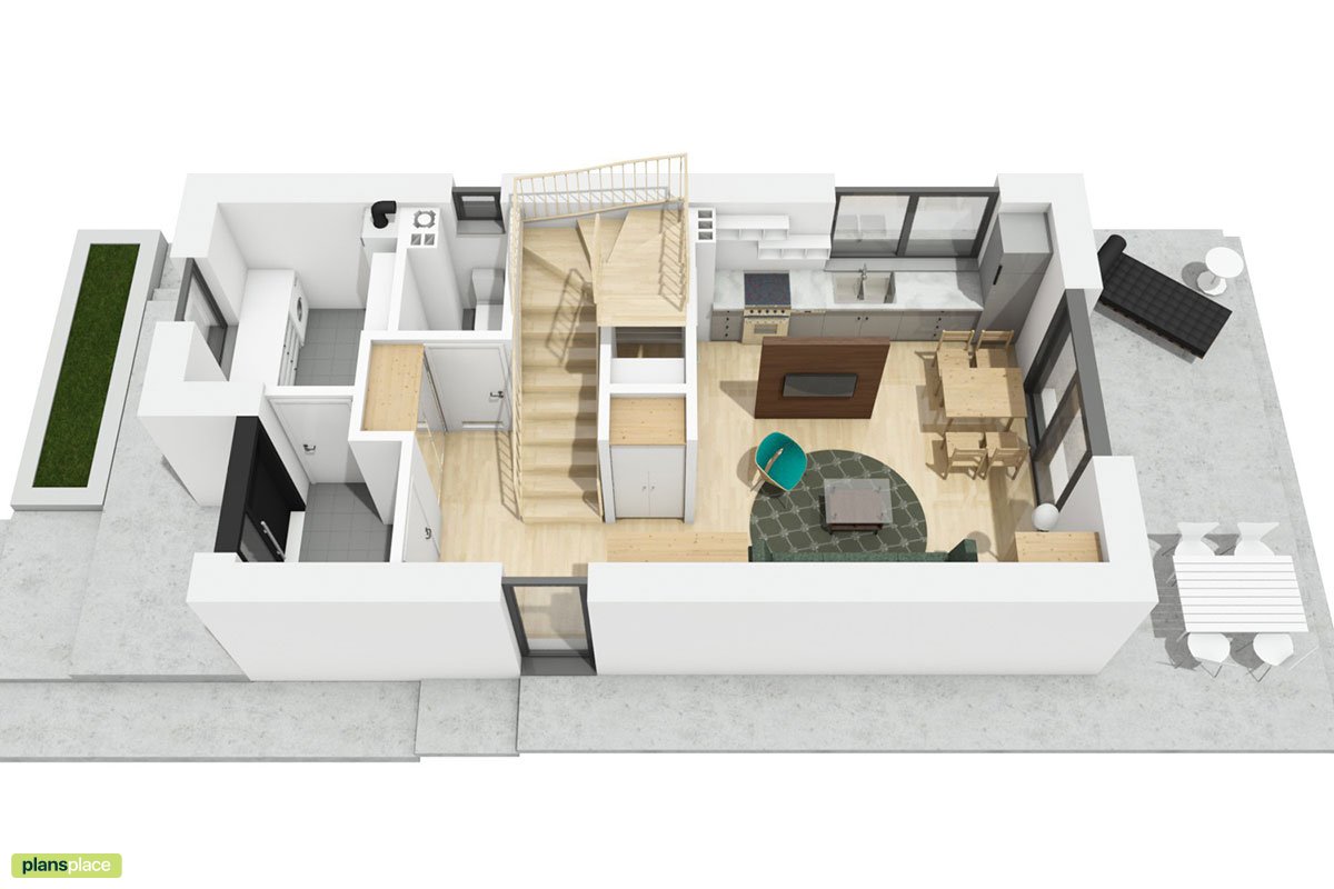 Narrow Lot House with 2 Beds Upstairs and Open Floor Plan