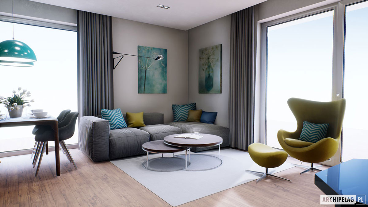 3-Bedroom, 900 Sq Ft European House Plan with 1-Car Garage