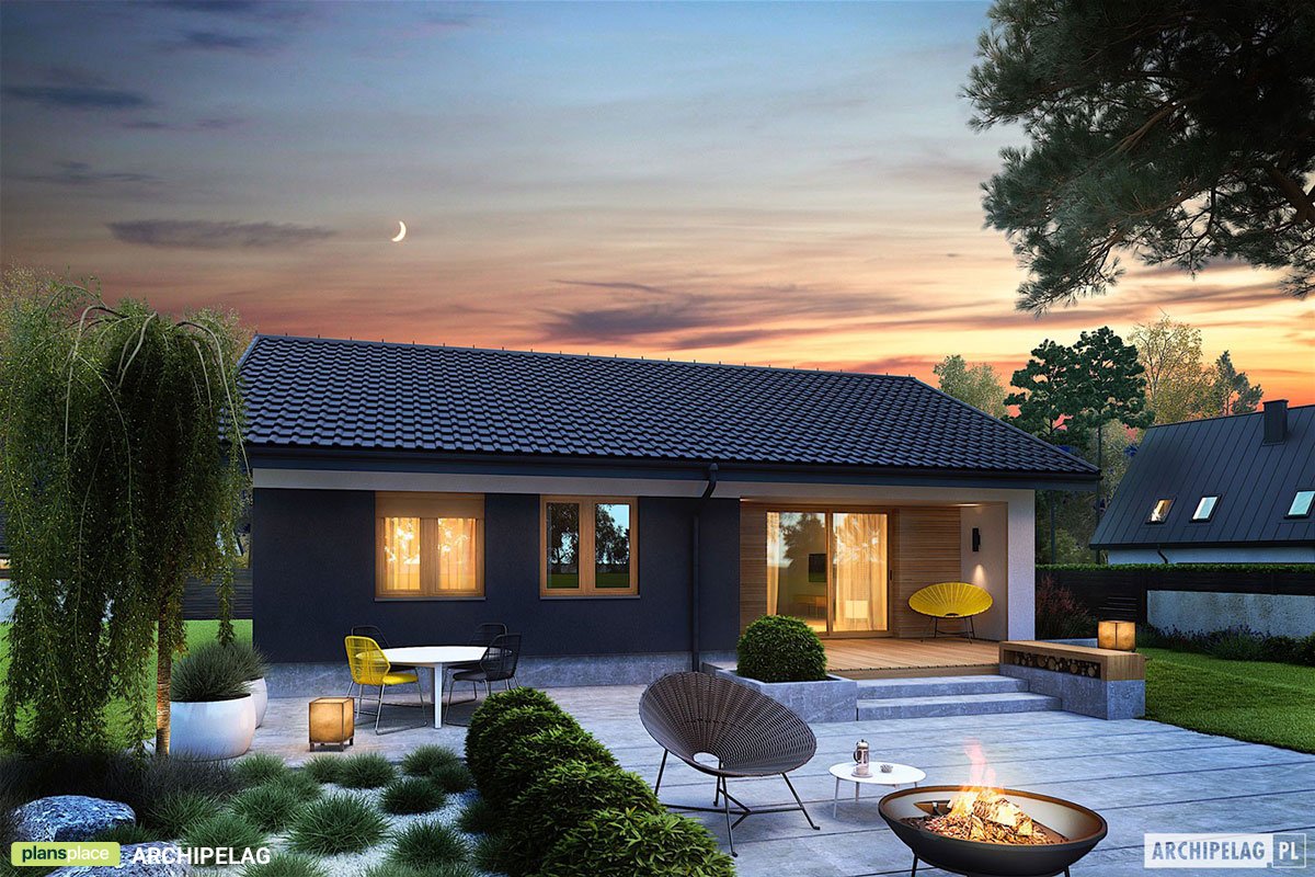 3-Bed, 900 Sq Ft European Gable Roof House Plan with Fireplace