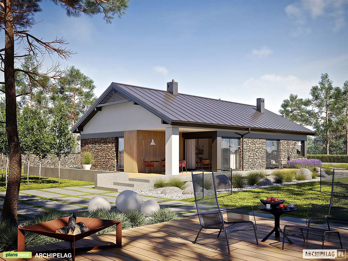 House Plan with 1-Car Garage and Fireplace in Family Room