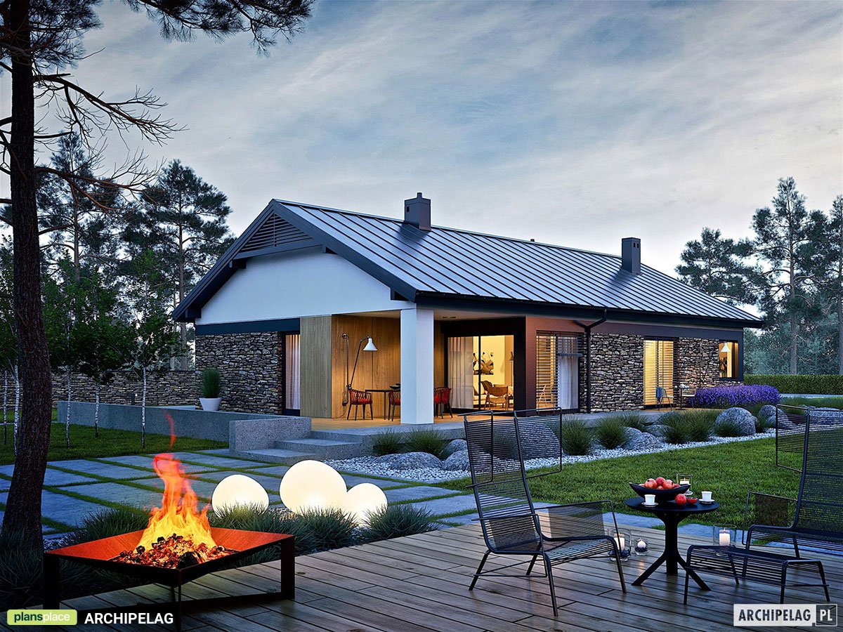 House Plan with 1-Car Garage and Fireplace in Family Room