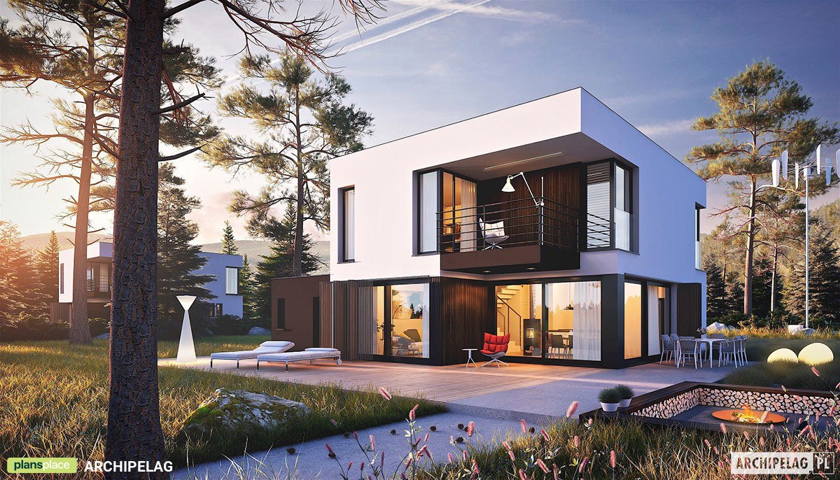 1400 Sq Ft Flat Roof Home Plan with 1-Car Garage and 3 Beds