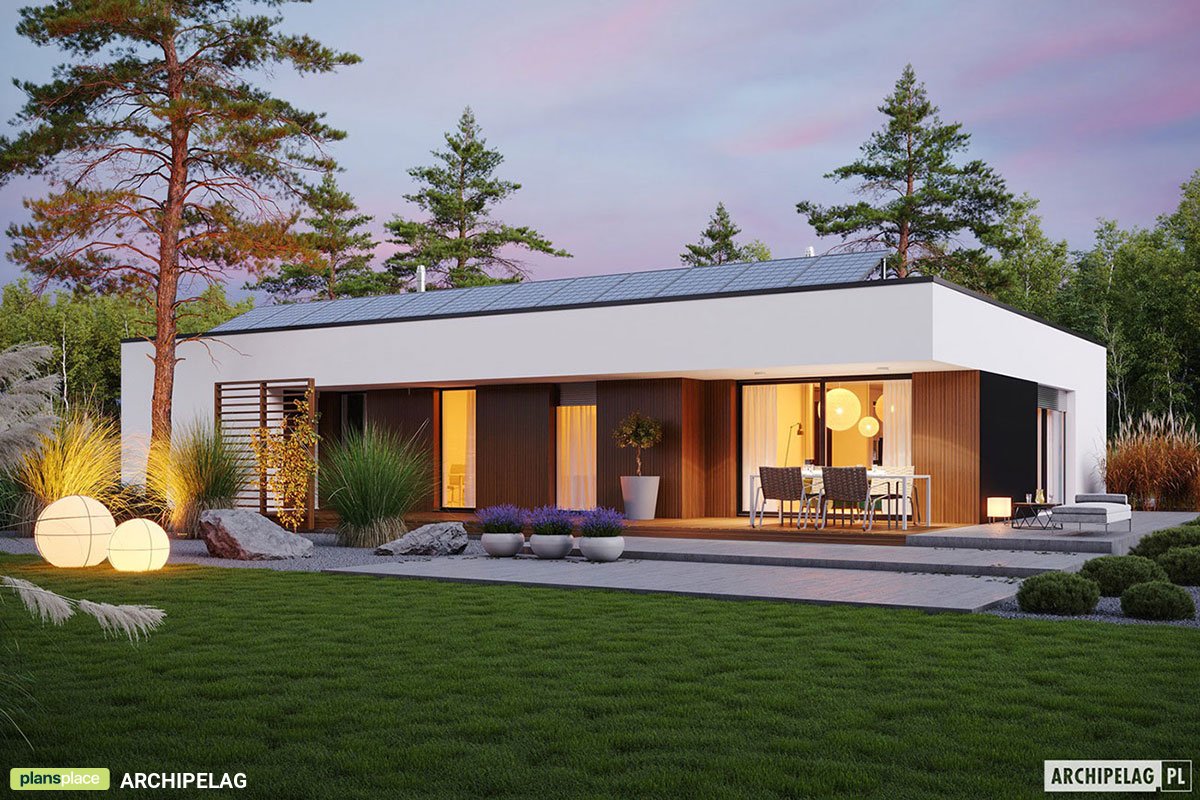 Proiect de casa parter 150 m²: 3 Dormitoare, 2 Bai, Bucatarie deschisa, Garaj