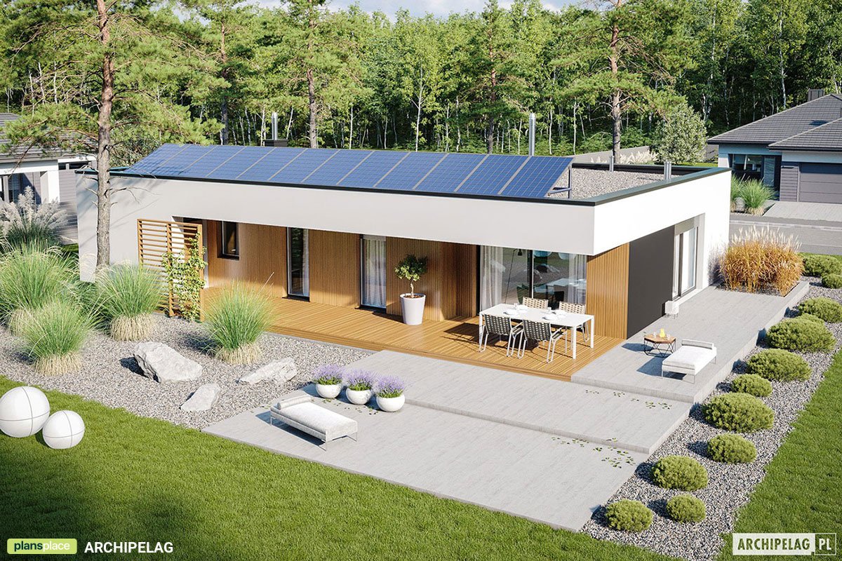 1300 Sq Ft Flat Roof House Plan with 1-Car Garage and 3 Beds