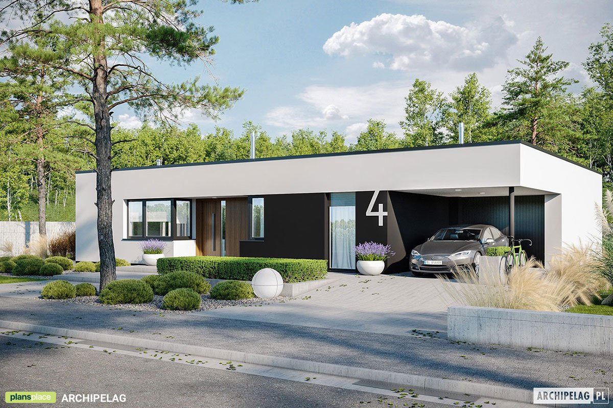 Proiect de casa parter 150 m²: 3 Dormitoare, 2 Bai, Bucatarie deschisa, Garaj